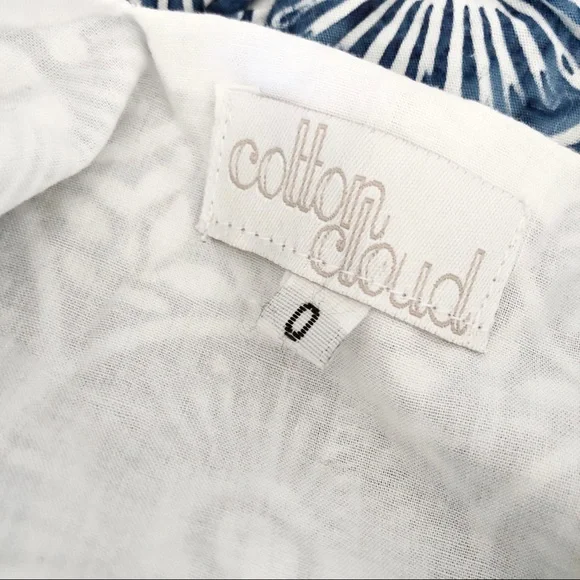 CLOUD COTTON Navy White shibori tie dye print cotton romper size 00 summer baby - Picture 4 of 6